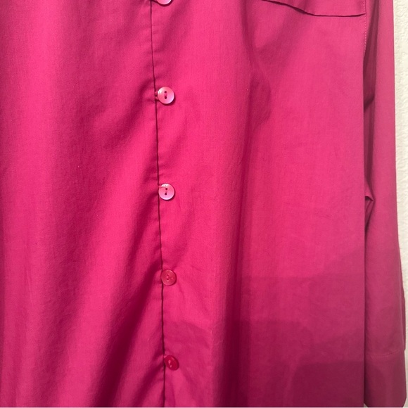 Women's Foxcroft Magenta Collared Button Front Blouse - Picture 11 of 12